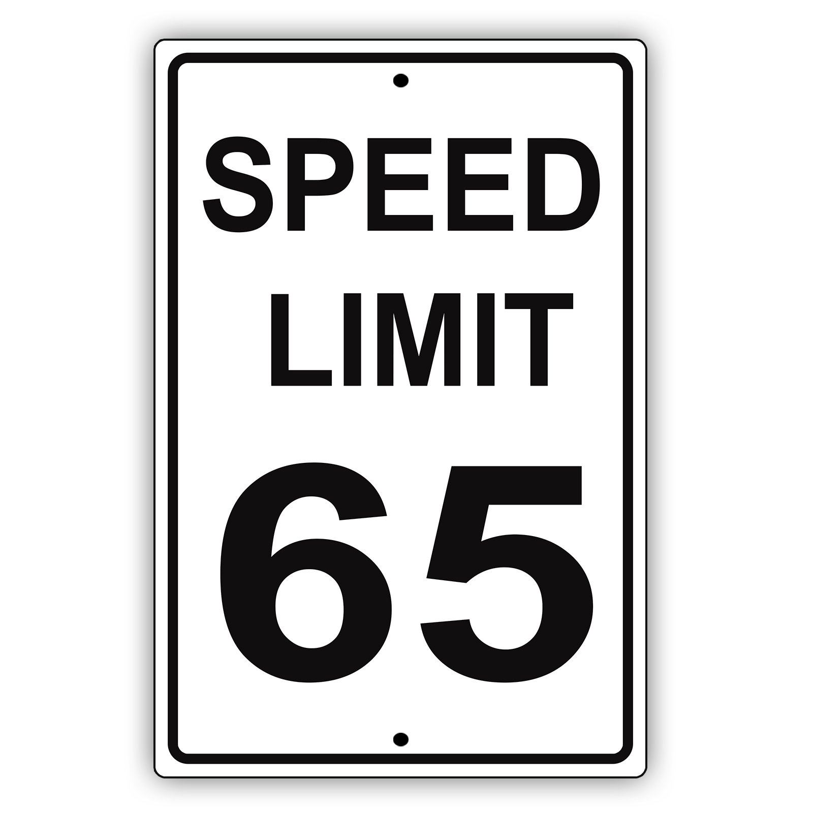 Speed Limit 65 MPH Miles Per Hour Black Letters Zone Slow Down Speeding Restriction Alert Attention Caution Warning Notice Aluminum Metal Tin 8"x12"