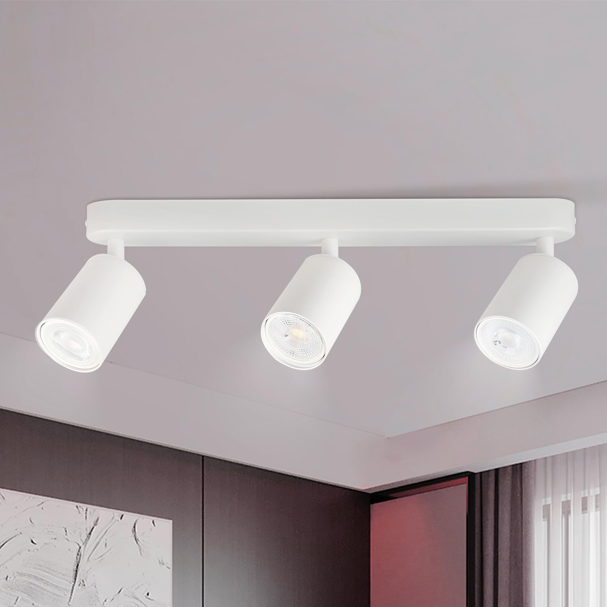 ARCYN LED Deckenlampe, schwenkbare Deckenleuchte GU10, modern für Wohnzimmer, Küche, Schlafzimmer & Flur, ohne Leuchtmittel (Weiß 3-flammig)