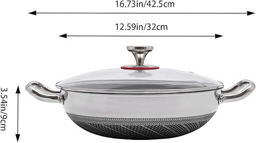 Miniatura 2 de Sartén de acero inoxidable con tapa de cocción de 12.59 pulgadas, sartén para inducción de cerámica y estufa eléctrica antiadherente