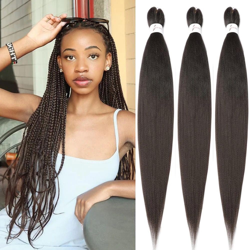 Lbsiwi Pre Stretched Braiding Hair #4 EZ Braiding Hair Ombre Braids 26 Inch 3 Packs Hot Water Setting Professional Synthetic Fiber Yaki Texture Itch