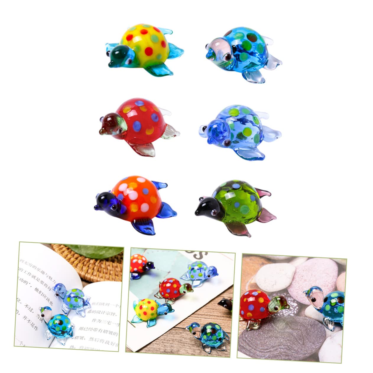 ABOOFAN 4 Set Mestieri Di Tartarughe Buddha Dell'acquario Luce Dell'acquario Piante Di Cactus Artificiali Figurina Di Pesce Medusa Accessori Per Rettili Peluche Rana Bicchiere 6 Pezzi * 4