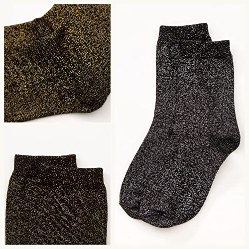 Dani's Choice Daily Fab Women's Glittery Metallic Micro Crew Quarter Socks - Perfect For Everyday Wear (Onesize, 3 Pairs) #TOP3