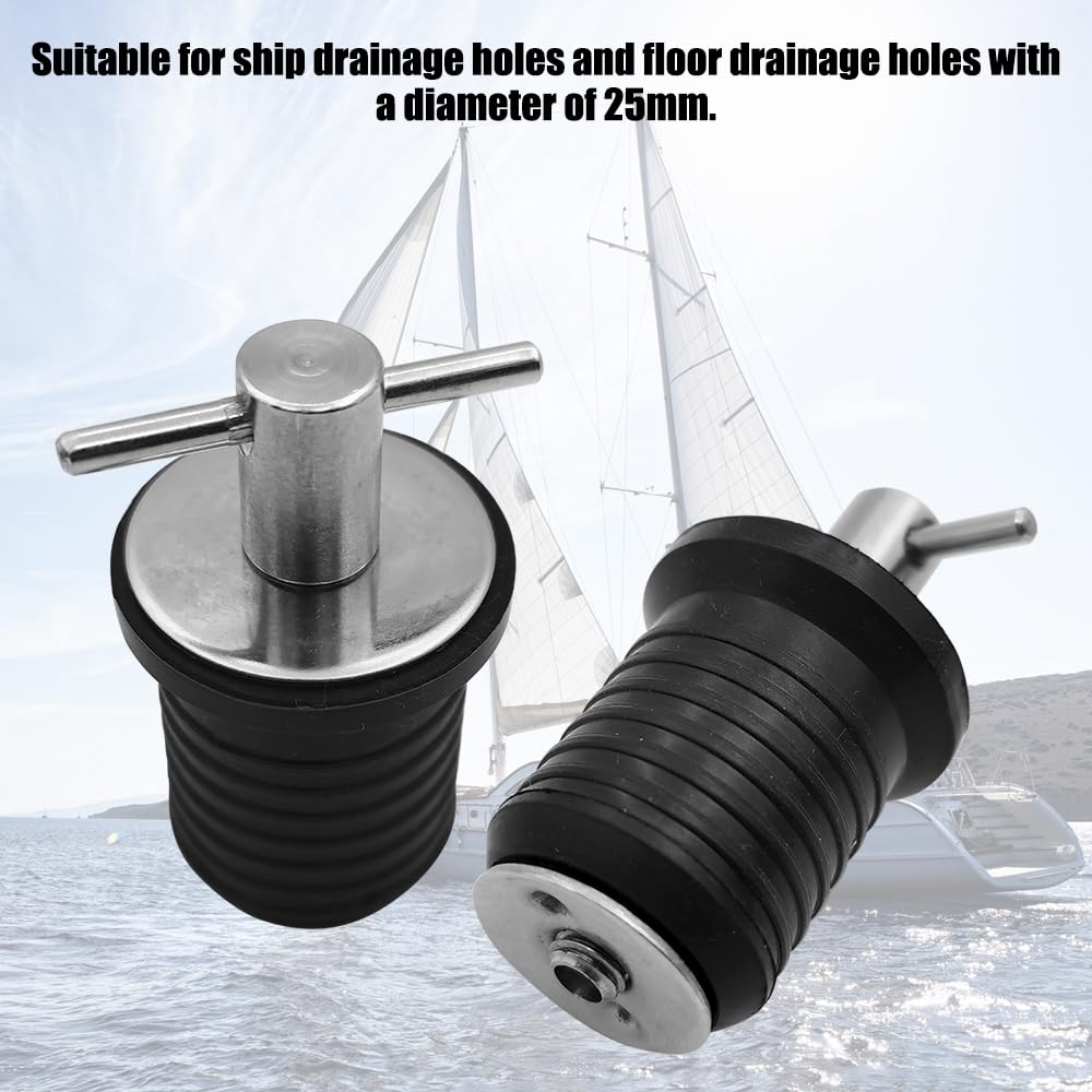2 Pezzi Tappo di Scarico per Barche, 23 mm Tappi di Scarico in Acciaio Inossidabile con Impugnatura a T, Accessori per Barche per la Casa di Barche Marine