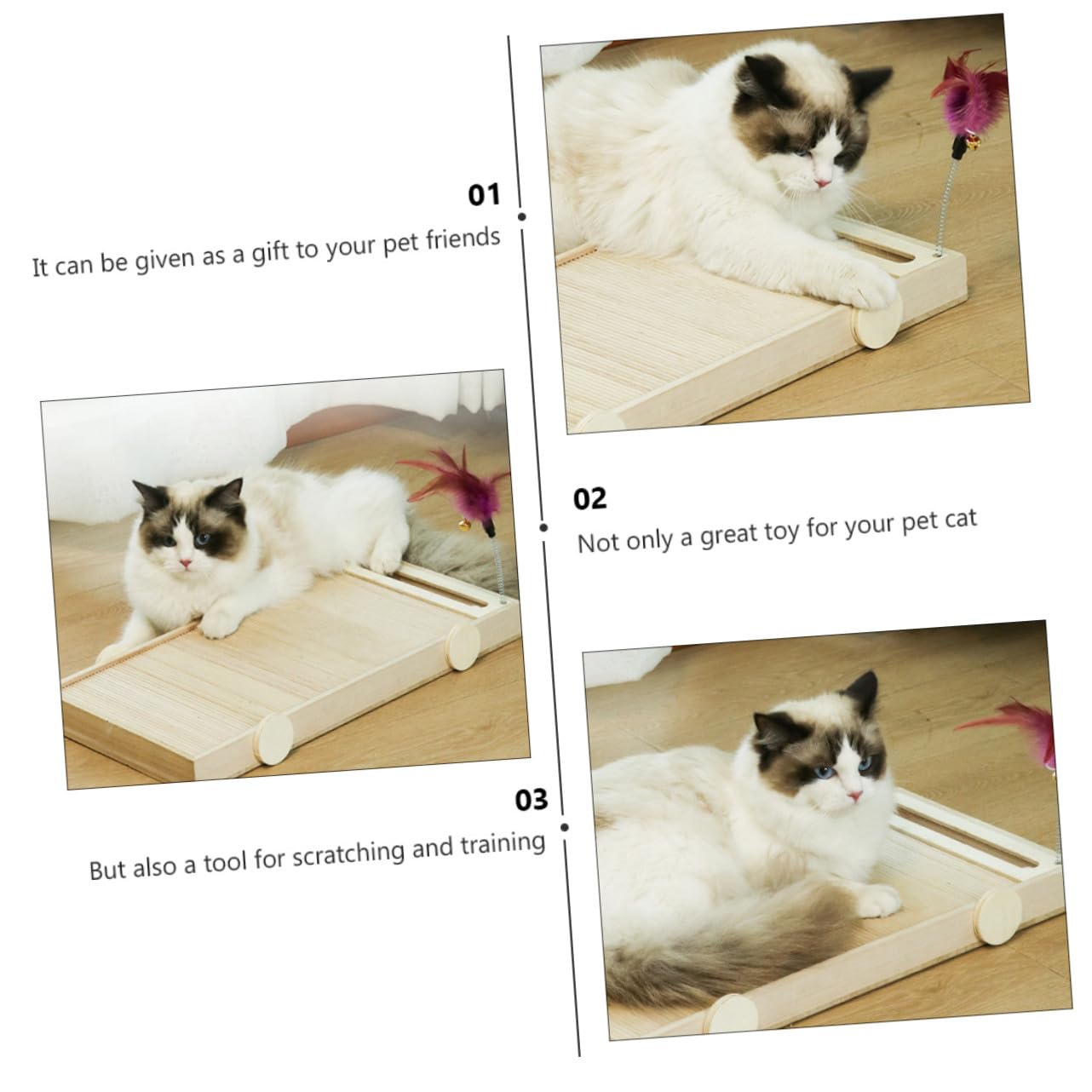 Tiragraffi in Legno per Gatti Resistente e Multifunzionale, Protegge Divani e Mantiene Attivi i Gatti, Accessorio per Giochi Stimolanti in Articoli per Animali Domestici