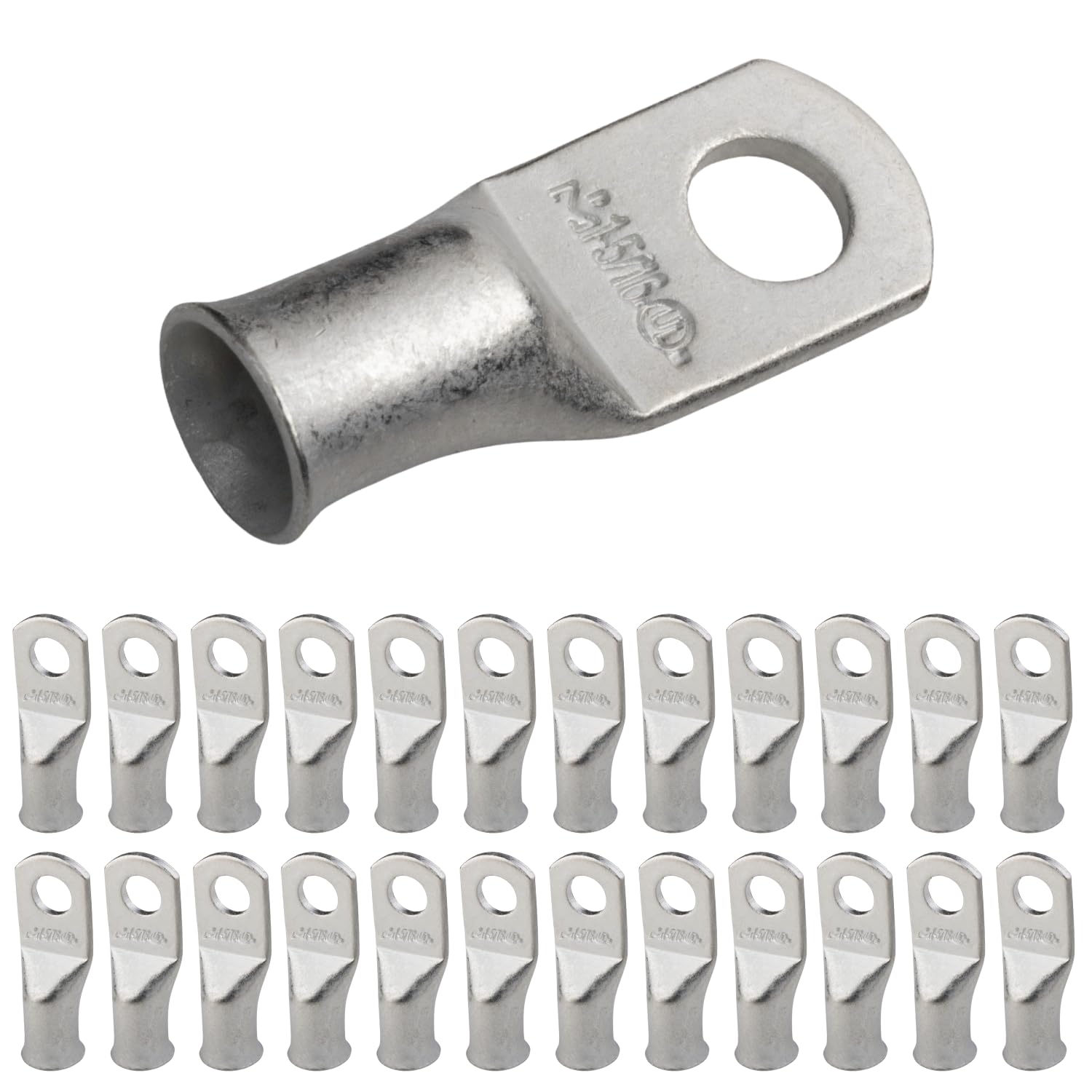 SELTERM 1 AWG - 5/16" (M8) ⌀ Hole UL Marine Grade Wire Lugs, Battery Cable Ends, Tinned Copper Eyelets, Tubular Ring Terminal Connectors [B58] - 25 Pack — image 1