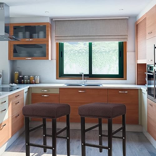 Miniatura 2 de HFCNMY Fundas para Taburete Rectangulares, Paquete de 2 Fundas Elásticas Rectangulares para Taburetes de Bar Jacquard Fundas para Taburete de