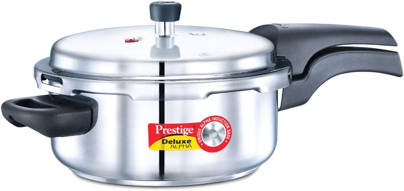 PRDA3 Prestige 3L Alpha Deluxe Induction Base Stainless Steel Pressure Cooker, 3.0-Liter
