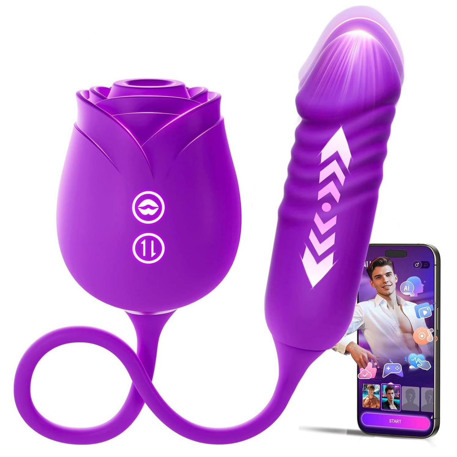 Vibratore professionale, stimolatore 3 in 1, dotato di 10×10 modalità di leccata, giocattolo erotico controllabile tramite app — vibratore
