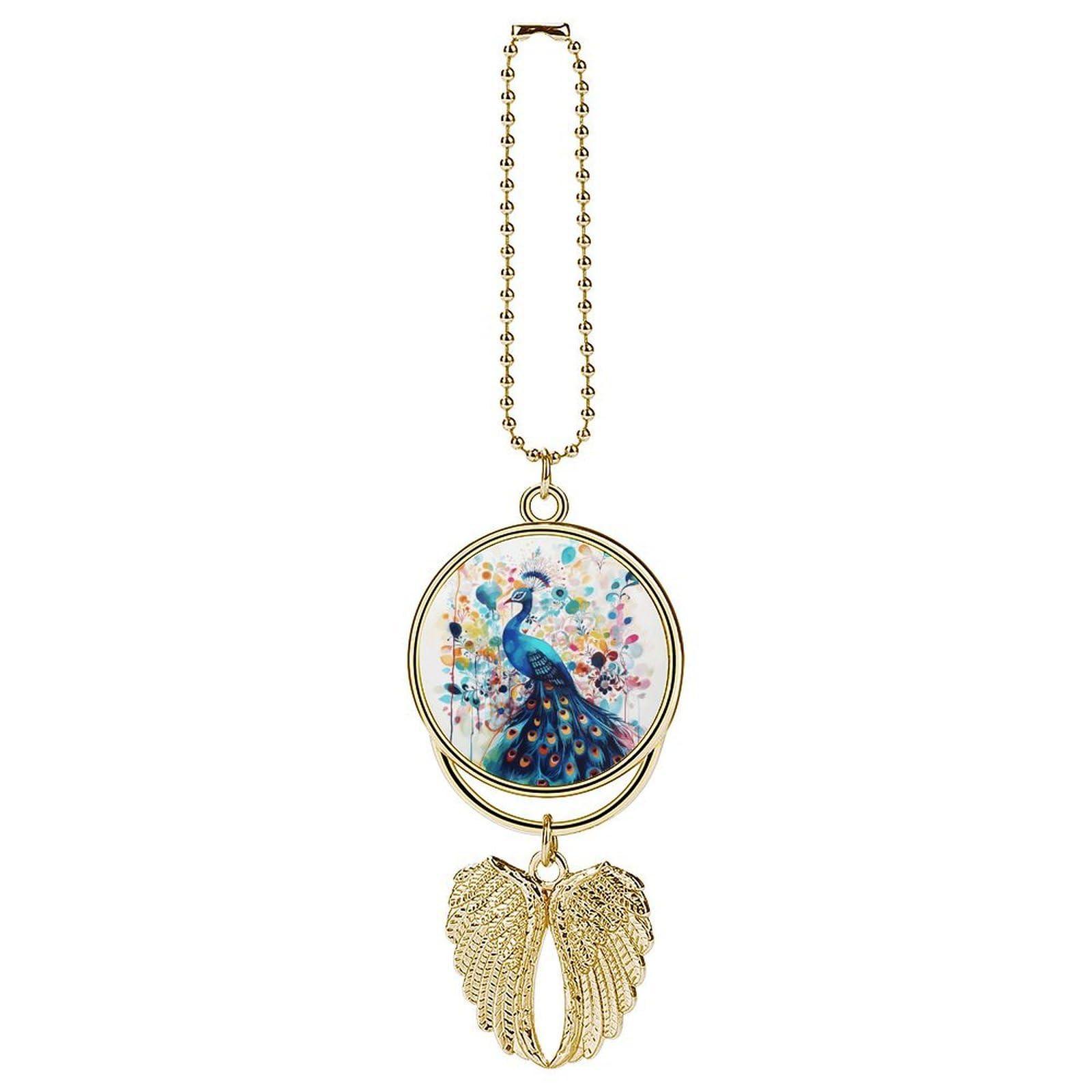 Color Peacock Car Pendant Rear View Mirror Hanging Ornament Auto Metal Charm for Aesthetic Interior Decor. Lucky Car Accessories Cute Funny Hanging Decor for Car Truck