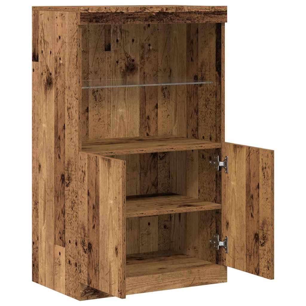 vidaXL Madia LED Marrone 60 x 37 x 100 cm Legno multistrato, Sideboard elegante, mobile moderno rettangolare con luci LED, ampio spazio multi-comparto per la sala da pranzo