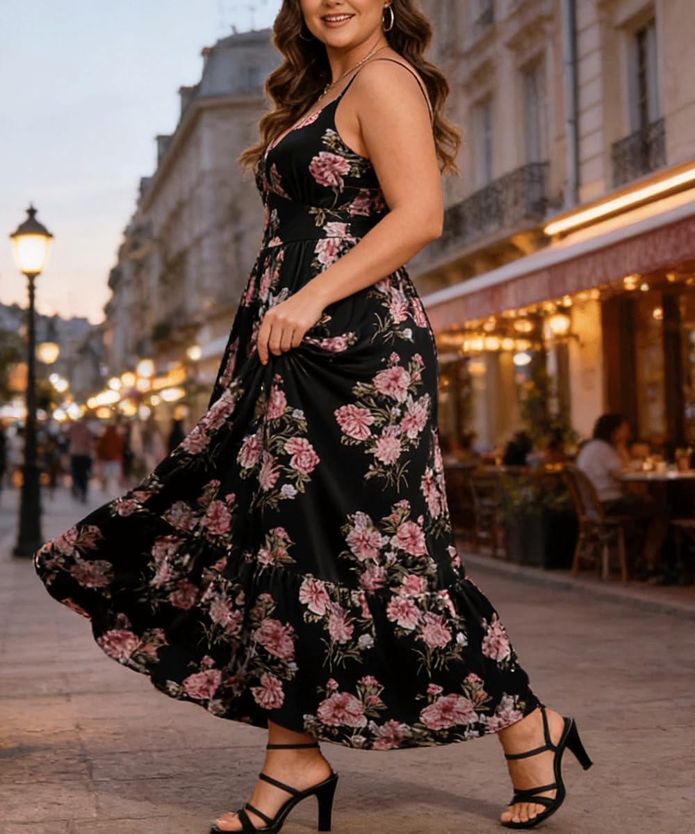 Plus Size Dress Sleeveless for Women Maxi V Neck Casual Boho Spaghetti Strap Long Dresses Pocket Summer XL-4XL - Image 4