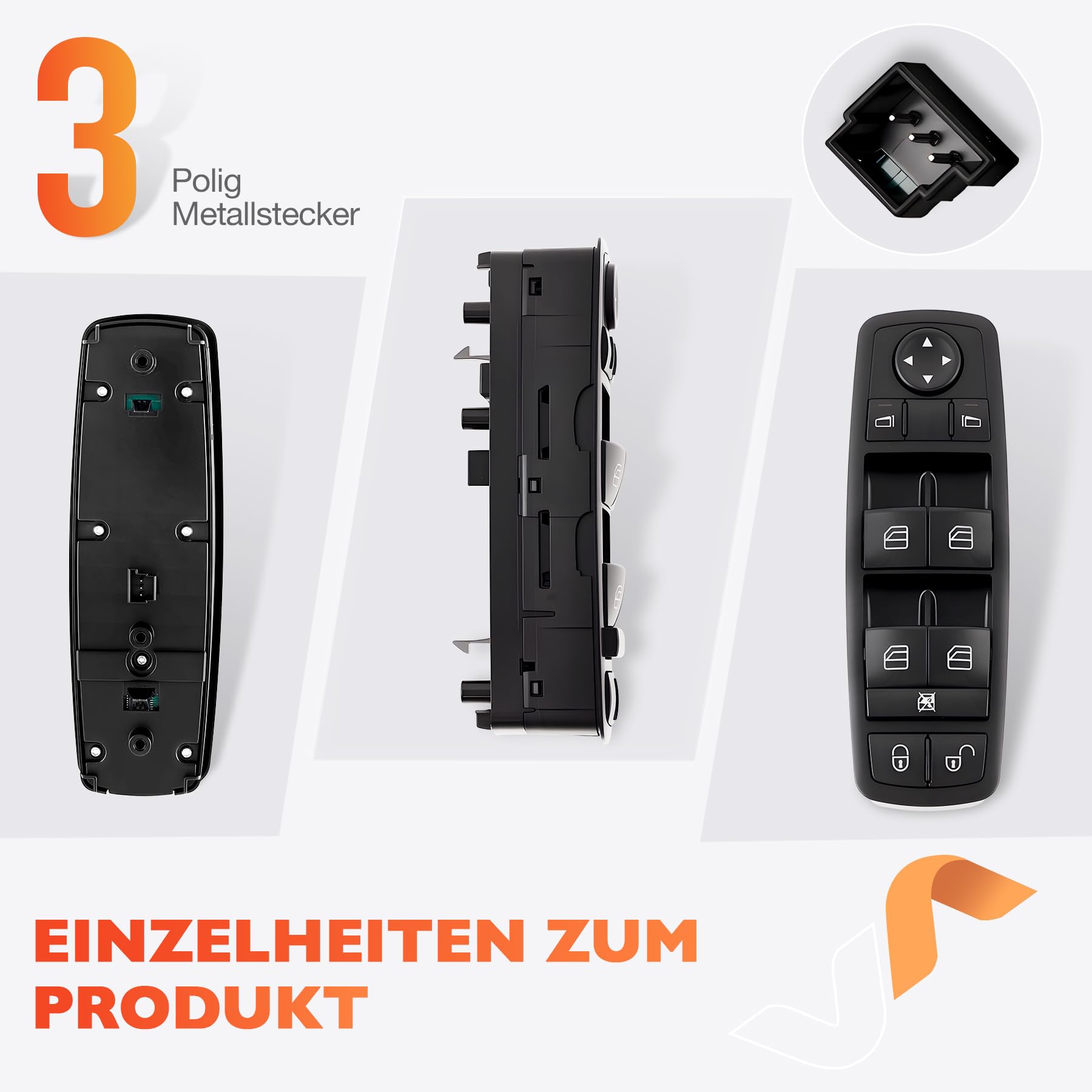 Fensterheber Schalter Vorne Links, Fensterheberschalter Schaltelement Fahrerseite Kompatibel mit 2004-2012 Mercedes Benz A-Klasse W169 B-Klasse W245 - Ersetzen#OE A1698206610