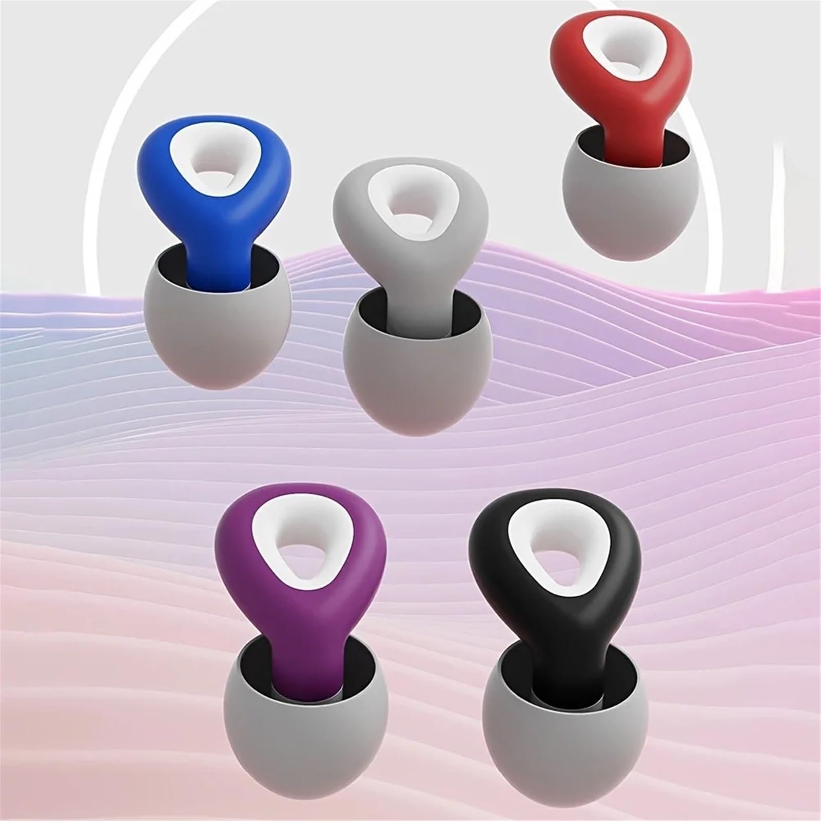 Tapones para los oídos de silicona con cancelación de ruido - Reutilizables para conciertos, viajes (5sets)