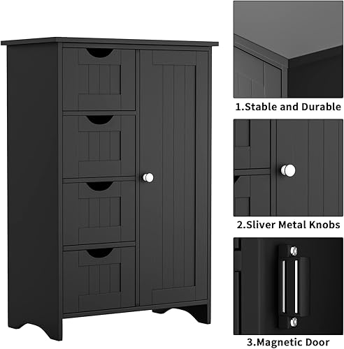 Miniatura 6 de YESHOMY Armario de almacenamiento de baño, organizador lateral independiente con gran espacio y estantes ajustables, muebles de oficina en casa para