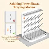 Lifewit Duży stojak na butelki dla niemowląt z matą do ociekania i szczotką do butelek, 15 haczyków, suszarka do butelek z tacką ociekową na blat roboczy, stojak na butelki, ociekacz do części pompki