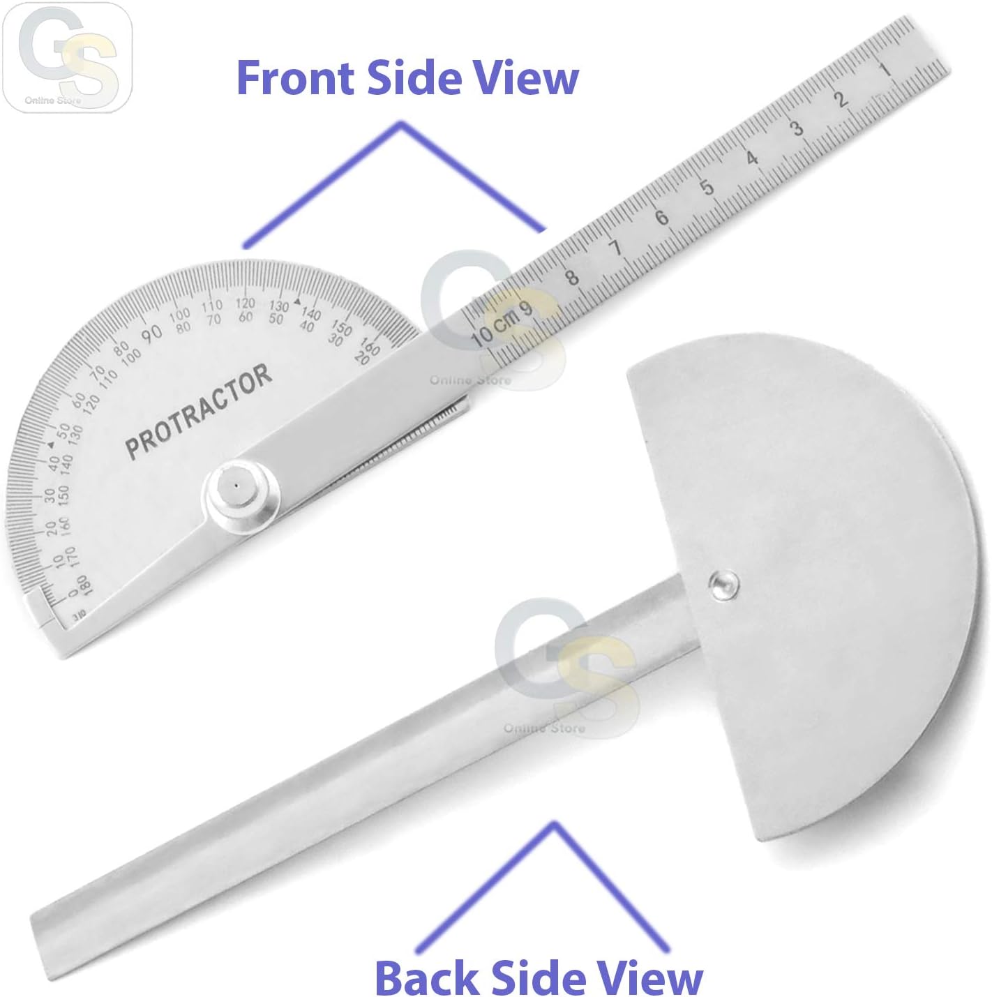 G.S Stainless Steel 0-180 Protractor Angle Finder Arm Rule Measure WG-004