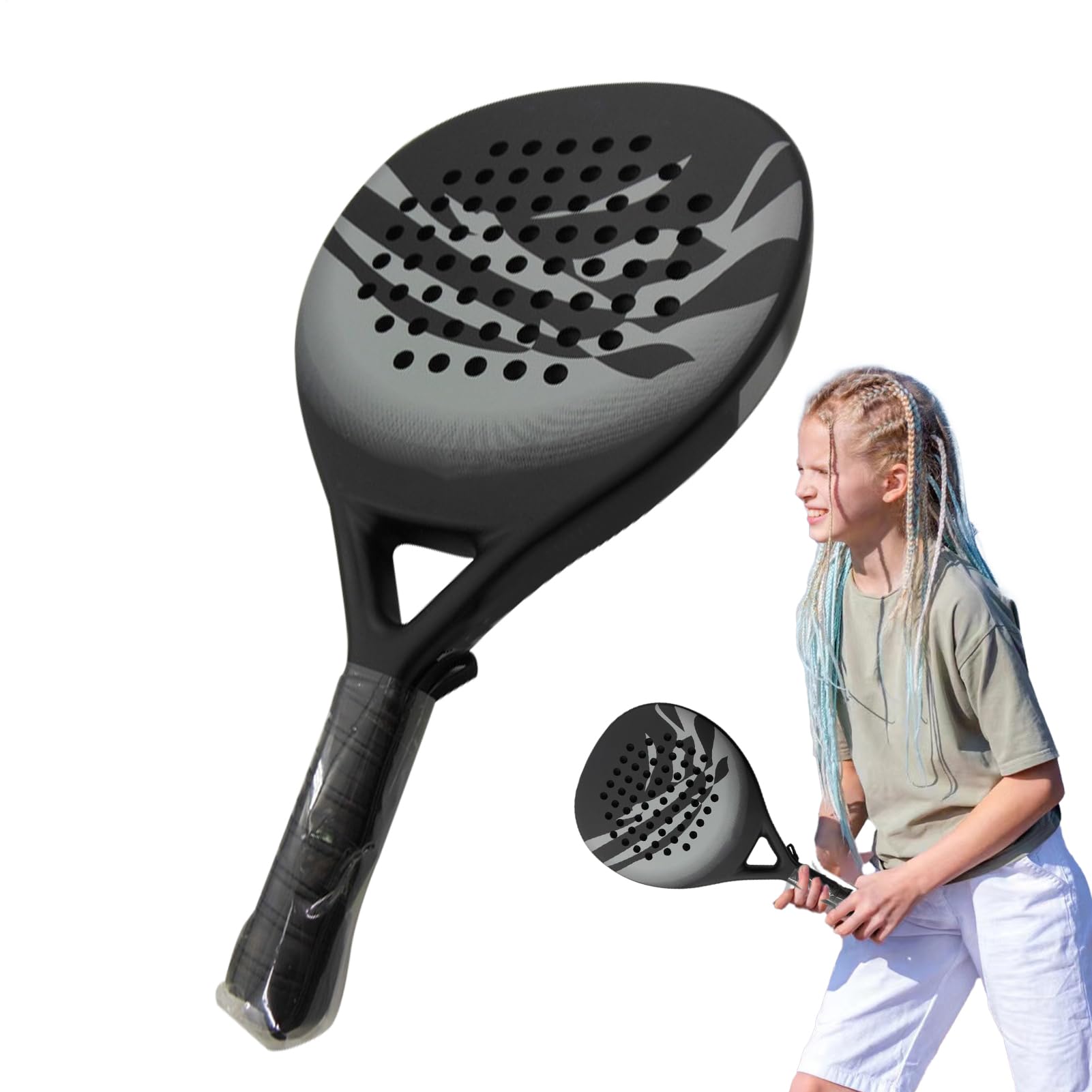 Paddle Ball Racquets, Beach Racket Tenis Carbon, Lightweight Outdoor Game Set, Fun Activity for Beginners, Adults, Women, Men, 18,5 x 10,43 x 1,5 pulgadas, Gris y Blue Color