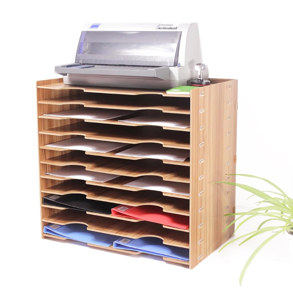 Bandeja organizadora de escritorio de madera para cartas, tamaño grande, tamaño grande, 51,8 x 33 x 49 cm