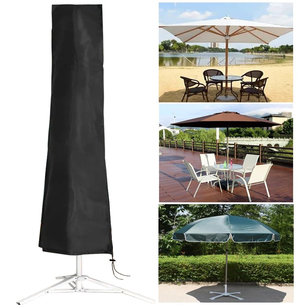Zewnętrzny pokrowiec ochronny na parasol na wsporniku 2 4 m wodoodporna tkanina Oxford UV odporna na wiatr czarna 140 x 26/28 cm