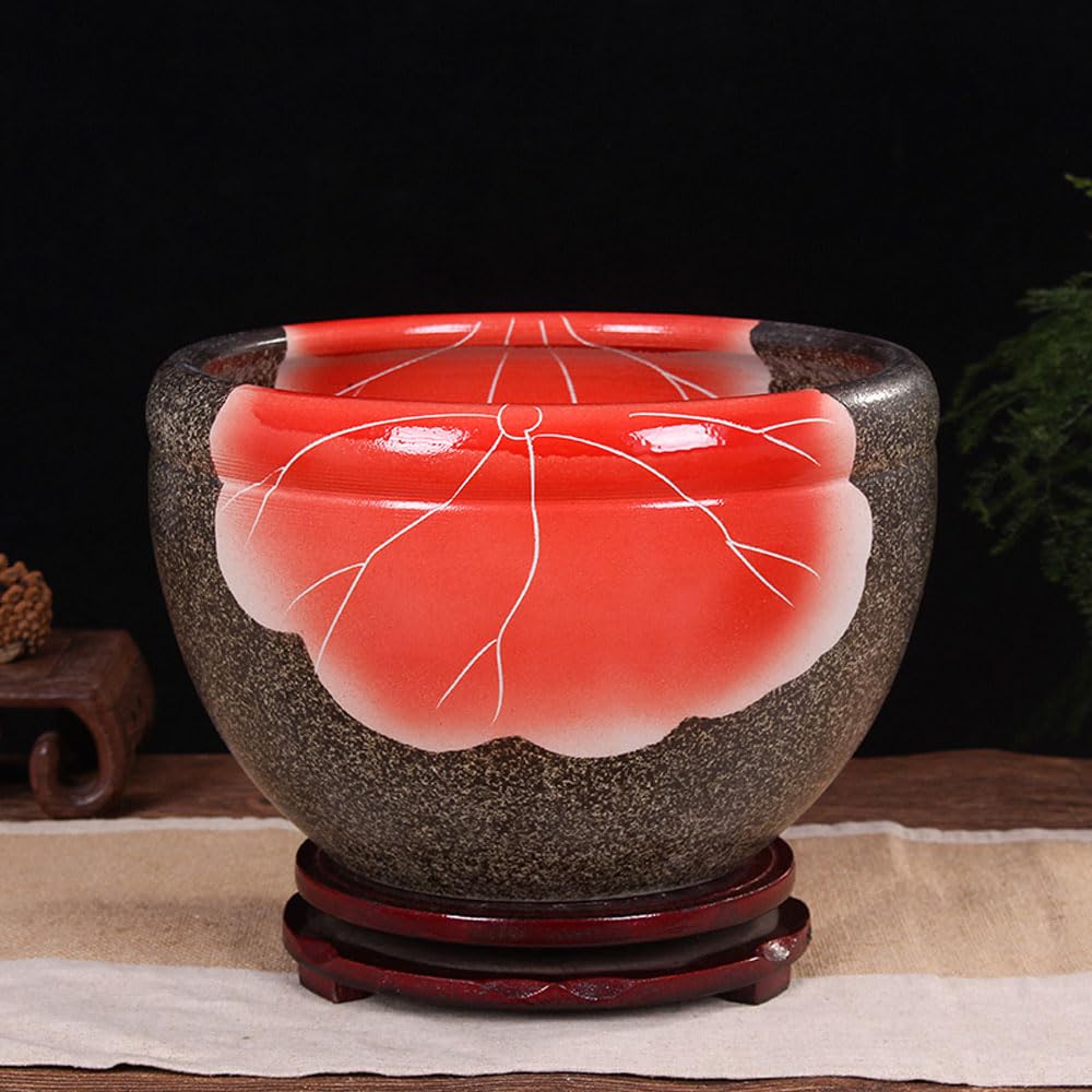 Ceramiczne doniczki, niebiesko-biała porcelanowa misa z lilią wodną, hydroponiczna na ryby, doniczka żonkila, chiński pojemnik rośliny(C,37 * 26cm)