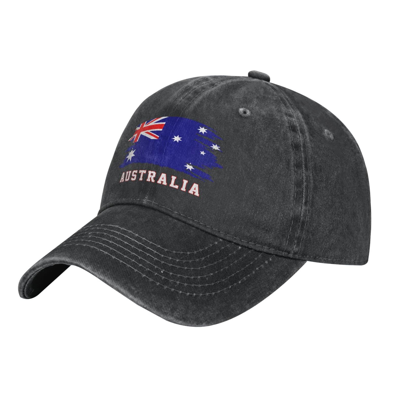 Pelnyc Unisex Black Cool Australia Flag Australian Aussie Baseball Cap Patriotic Men Vintage Cotton Washed Denim Adult Hats