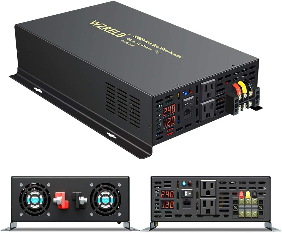 🛒 Flash Sale 3000 Watt 24V DC Pure Sine Wave Power Inverter with Remote Control Switch, Dual 110V 120V AC Outlets, Automotive Back Up Power Supply Car Converter for RV Truck Boat Camping