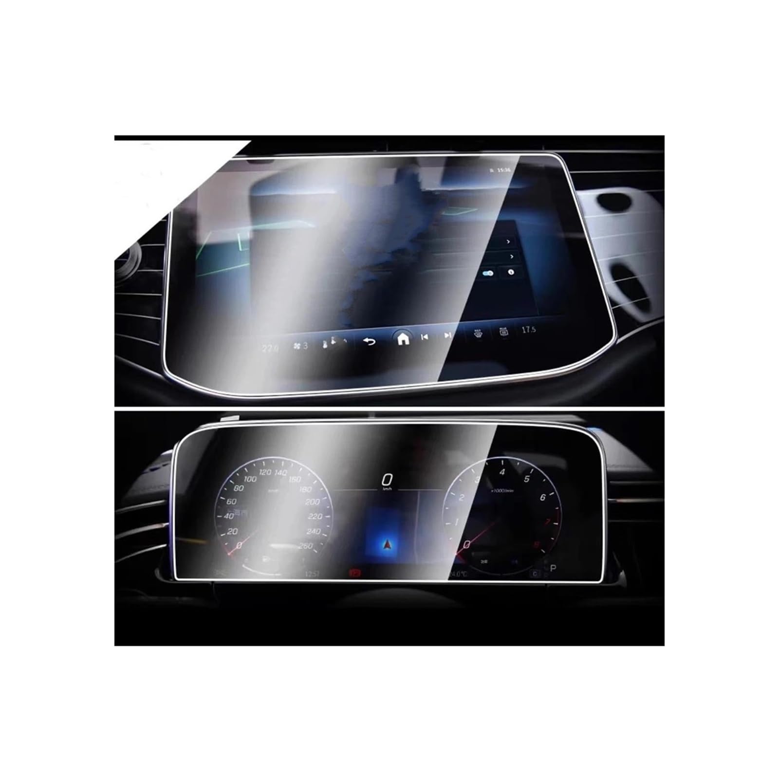 Auto GPS Navigation Center Touch Dashboard Gehärtetes Glas Screen Protector Film Für Für E-Klasse 2024 Displayabdeckung(Set)