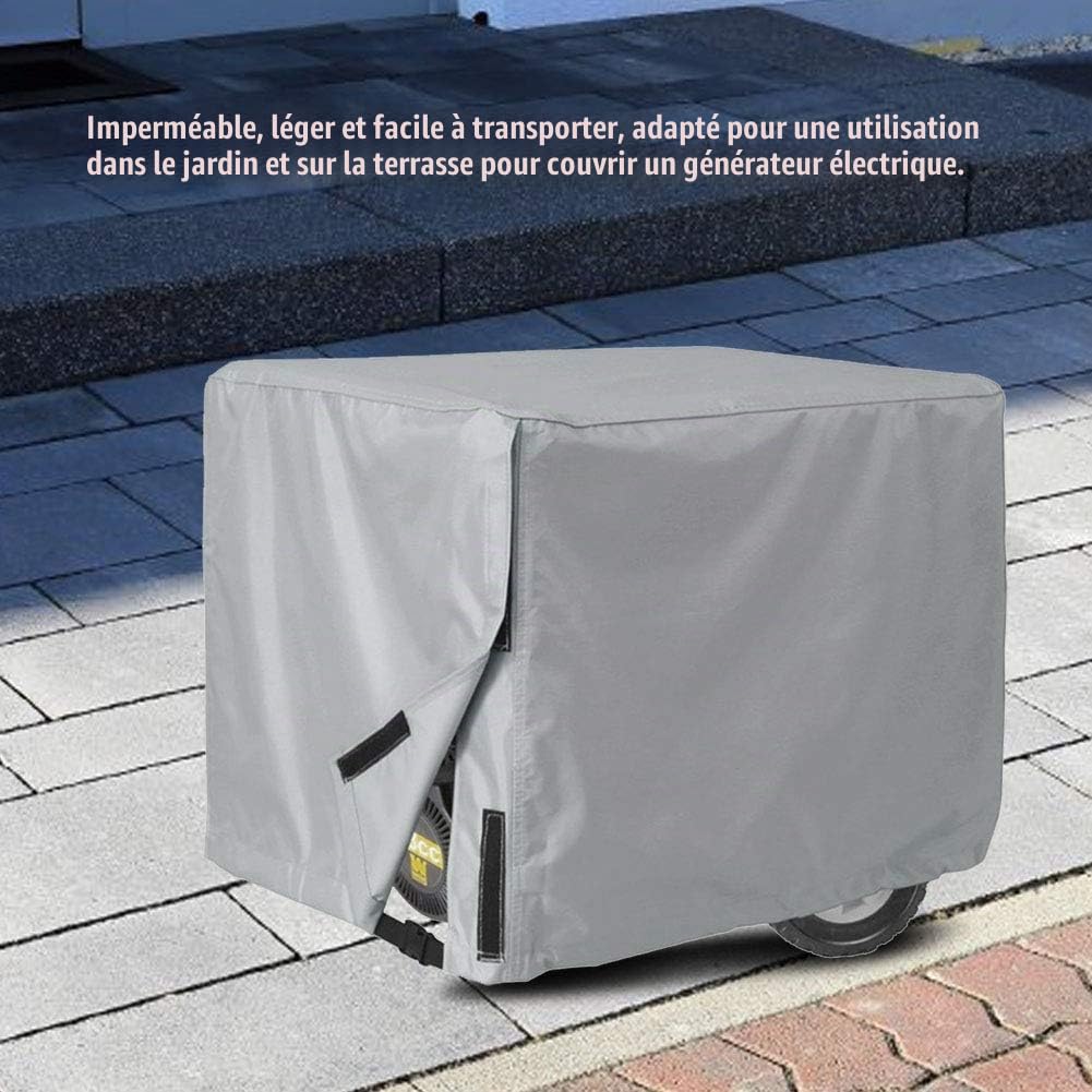 OUKENS Couverture de générateur électrique, Protection de générateur couvre électrique de Patio de Jardin extérieur adaptée à la Plupart des générateurs 3000-5000 Watts,couverture d'équipement (Gris)