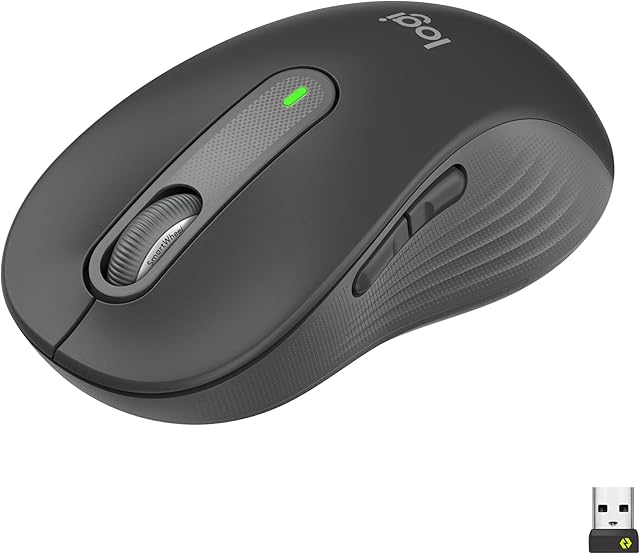 Logitech Signature M650 L myszka bezprzewodowa Bluetooth dla dużych dłoni, ciche przyciski, personalizowalne przyciski boczne, kompatybilność z wieloma urządzeniami - Szary