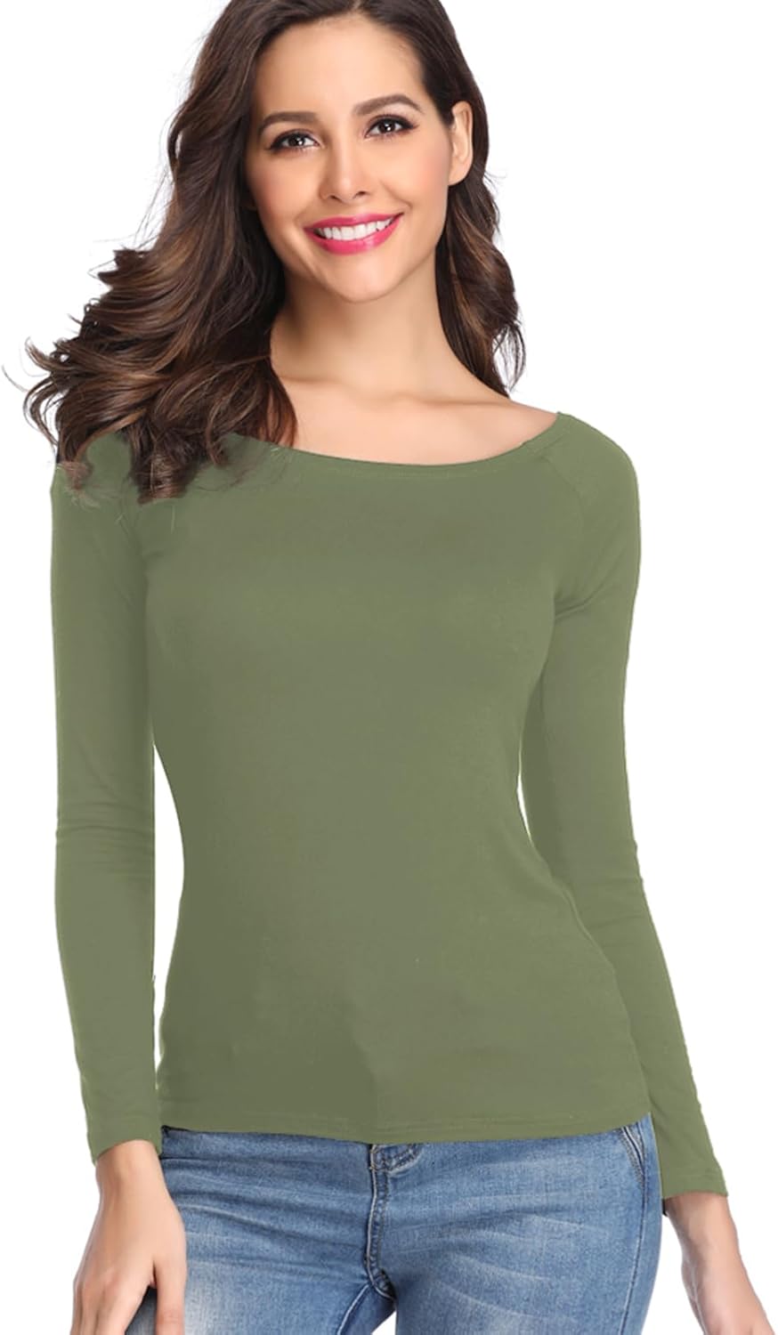 Fuinloth Women's Off Shoulder Tops, One Shoulder Shirts, Long Sleeves Sexy Slim Fit Tees - Image 6