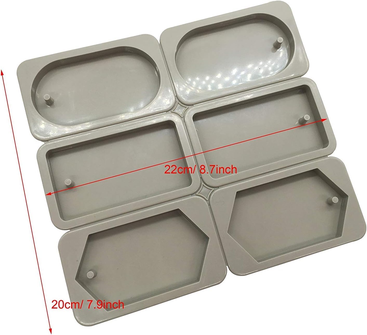 RKPM HOMES Aromatherapy Wax Mold I Silicone Fondant Mould with Hanging Hole I Dried Flowers Resin Soap Clay Craft Jewelry Making Molds DIY Pendant Bookmark Necklace I Grey - 6 Cavity (2 Different)