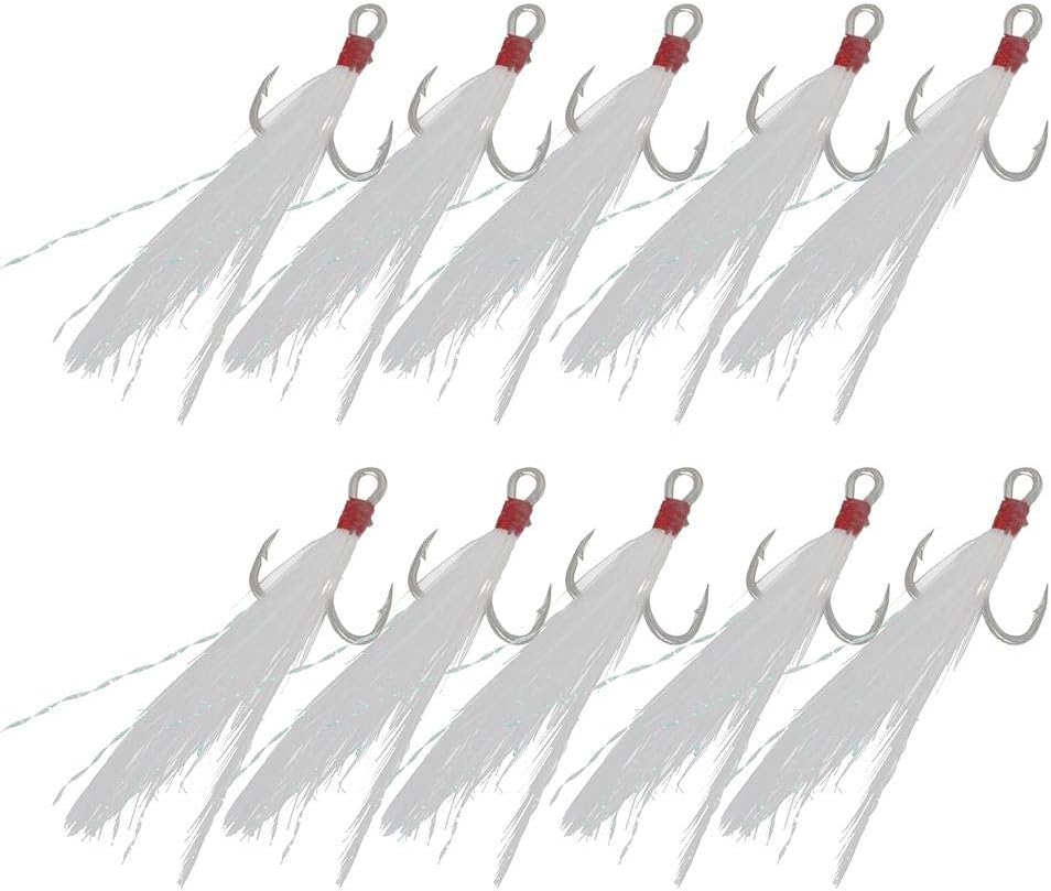 GenericSea Fishing Treble Anchor Hook, Sturdy 10PCS Fishing Treble Anchor Hook with Feather, for Stream Pool Wild Fishing Sea Fishing(8#Fish Hook (10 pcs/Box))'