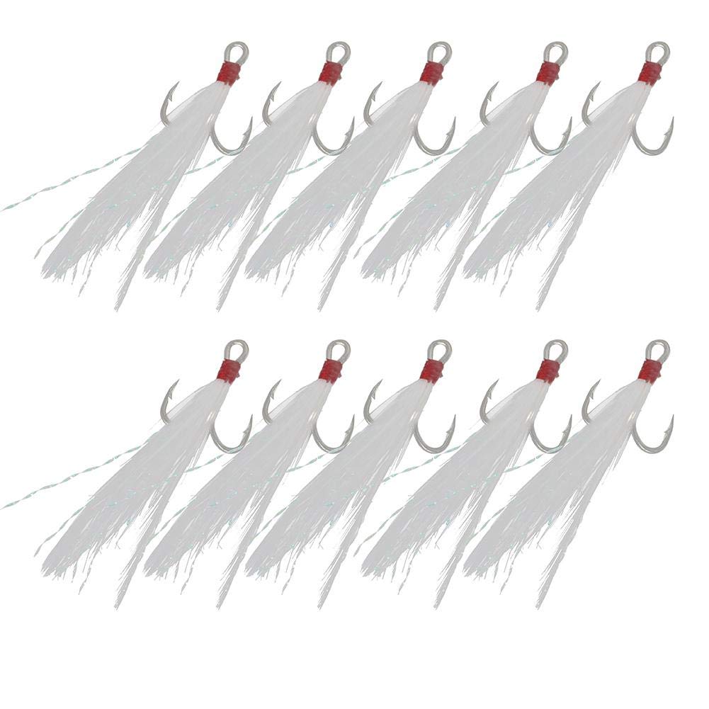 10PCS Stainless Steel Fishing Hook, Fishing Hook with Feather, Sturdy for Wild Fishing Stream Pool Sea Fishing(8#fish hook (10 pcs/box))