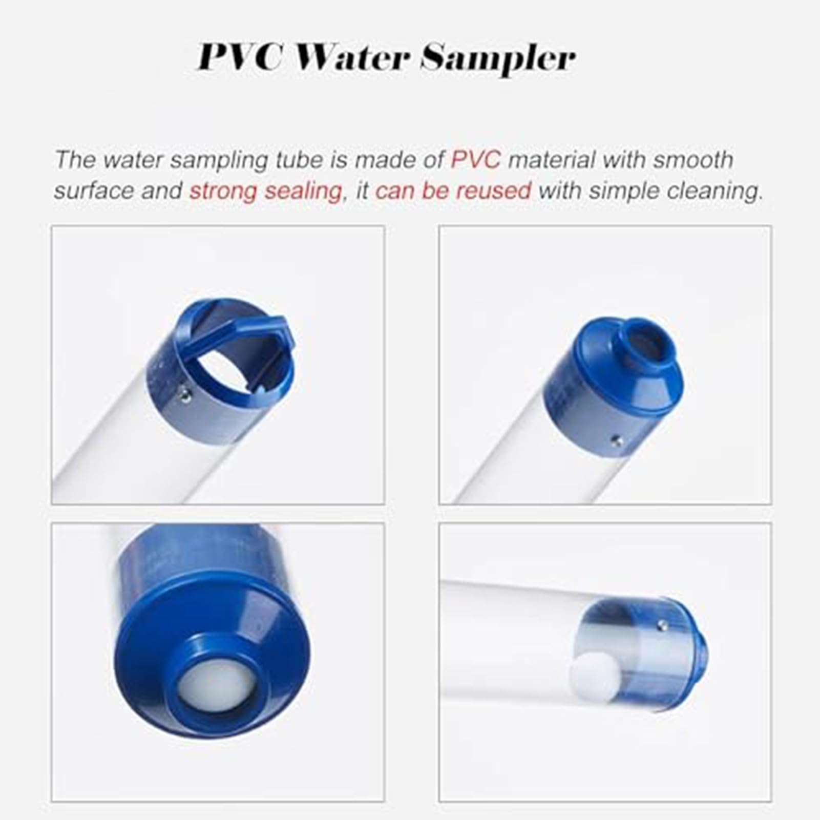 Tubo de muestra de agua de PVC ajustable de 0,25 l/0,5 l/1 l, kit de muestreo líquido para pruebas de agua de pozo profundo, ríos y lagos