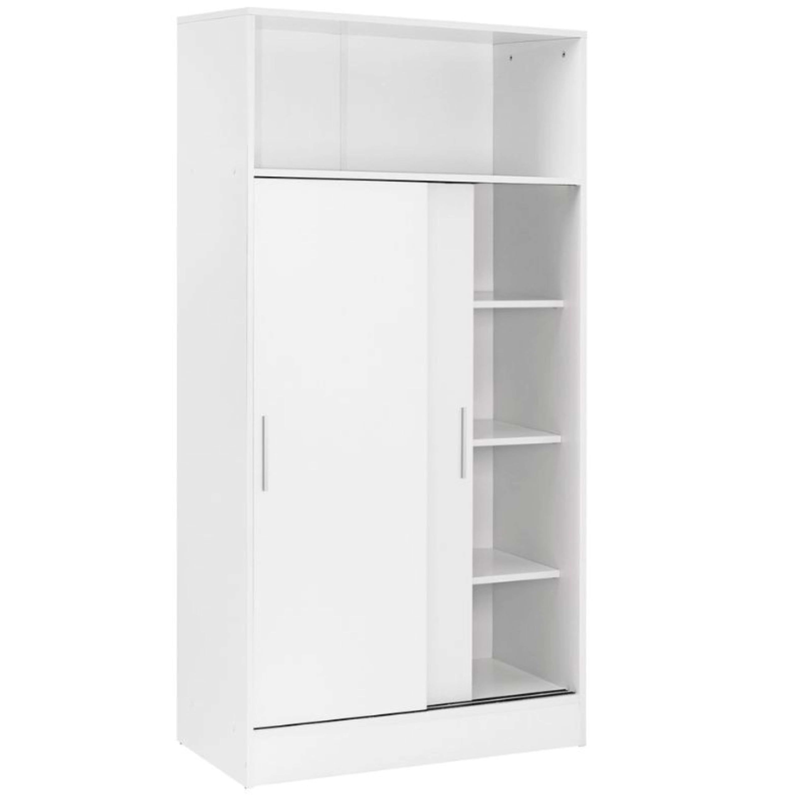 Miroytengo Armario Auxiliar para Baño Multiusos con 2 Puertas Correderas en Melamina Color Blanco 81x157 cm