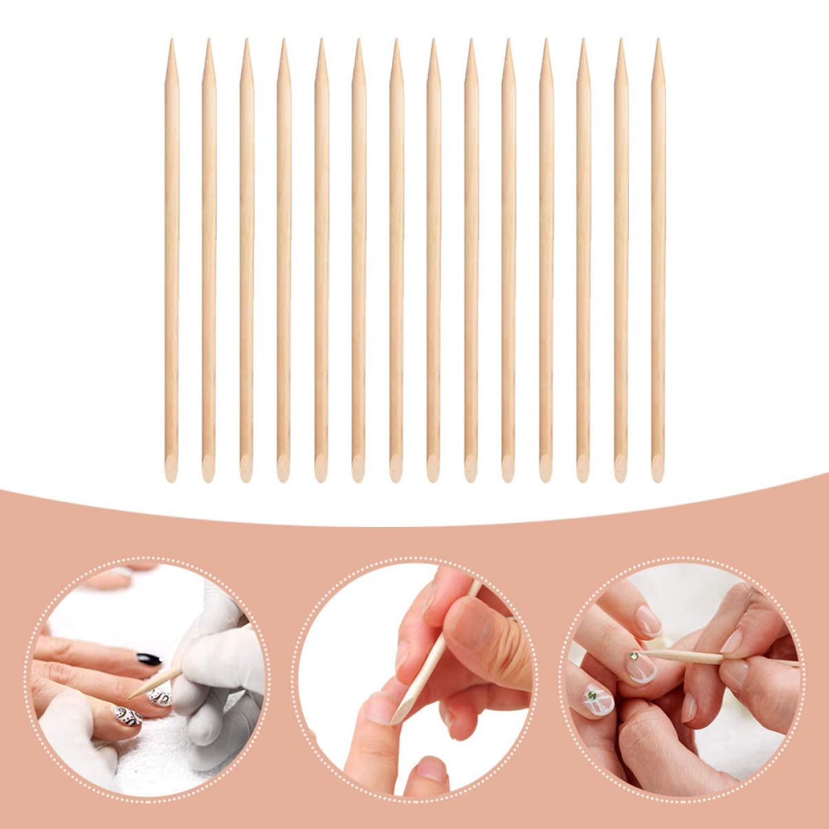 Healeved Manicure Stick 100pcs Nail Remover Sticks Cuticle Pusher for Home Salon Use