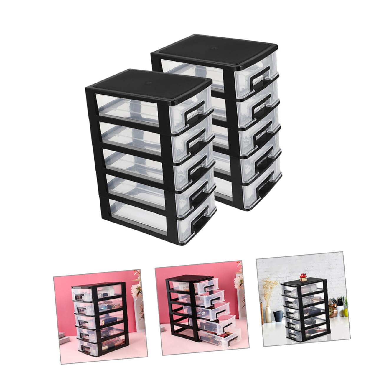 Cabilock 2 Piezas Organizador de Escritorio Almacenamiento para Papelería Caja de Almacenaje Transparente Transparente para Oficina y Estudio