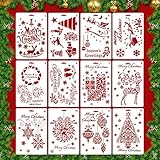 Schablonen Weihnachten Zeichenschablonen Malschablonen aus Kunststoff Handwerk Malschablonen 12stk Weihnachts Schablonen Set für DIY Bullet Journal Album Scrapbooking Papier Karte Deko