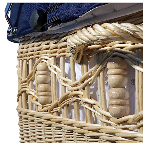 EICHHORN Weidenkorb Kinderwagen Korb Weiß Stoff Marine