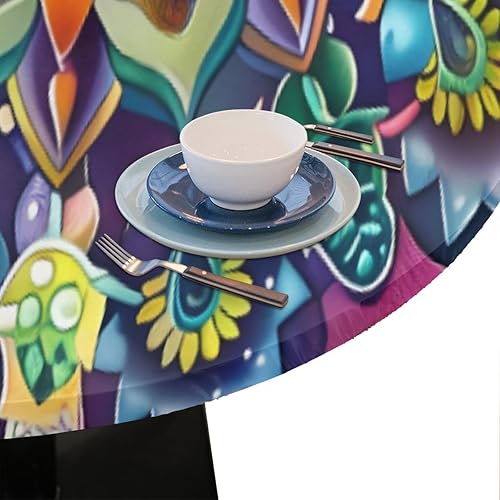 Vista 194 de Cardinal Bird - Mantel redondo ajustable con borde elástico de 36 a 42 pulgadas, mantel redondo elástico, impermeable, lavable, mantel circular