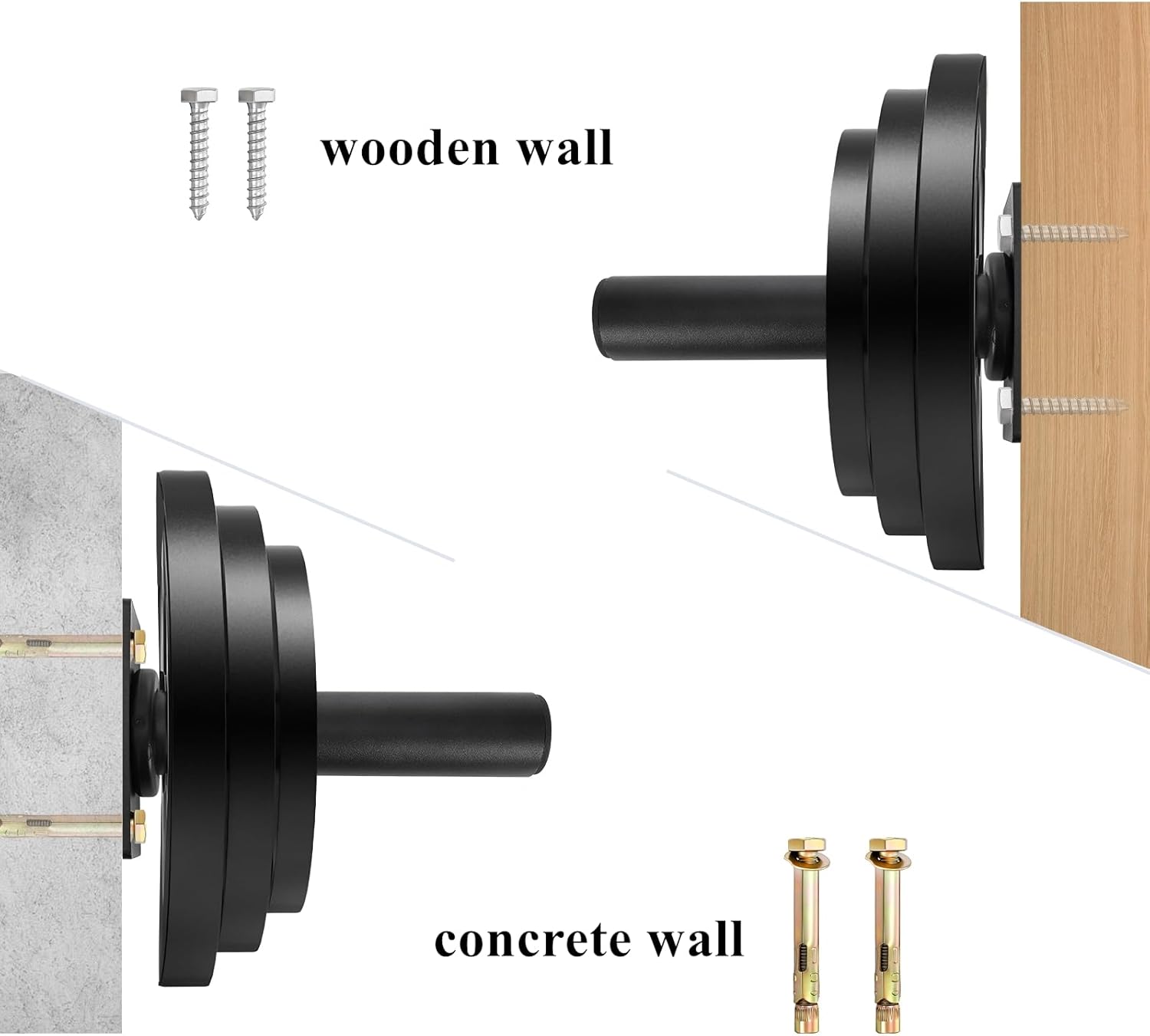 Tebery 4 Pack Wall Mount Weight Plate Holder, 220 LB Capacity Weight Plates Rack for Home Gym, Heavy Duty Barbell Plates Storage Hanger, Space Saving Plate Organizer for Garage