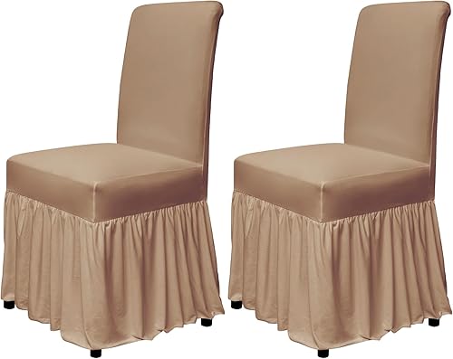 molasofa Juego de 2 fundas para sillas de comedor, fundas elásticas para sillas con falda para cocina, protectores de asiento de cocina, decoración