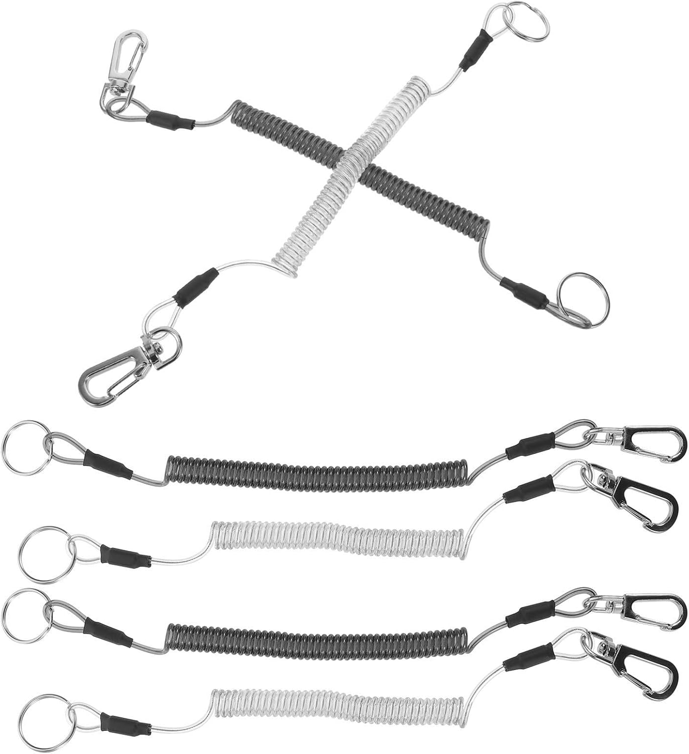 6pcs Retractable Spring Coil Lanyard with Quick Release Hook for Phone