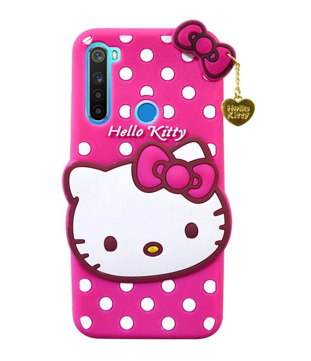 COVERBLACK Case Silicone Soft Hello Kitty with Pendant Case Proper fit Back Cove for Redmi Note 8 - Pink