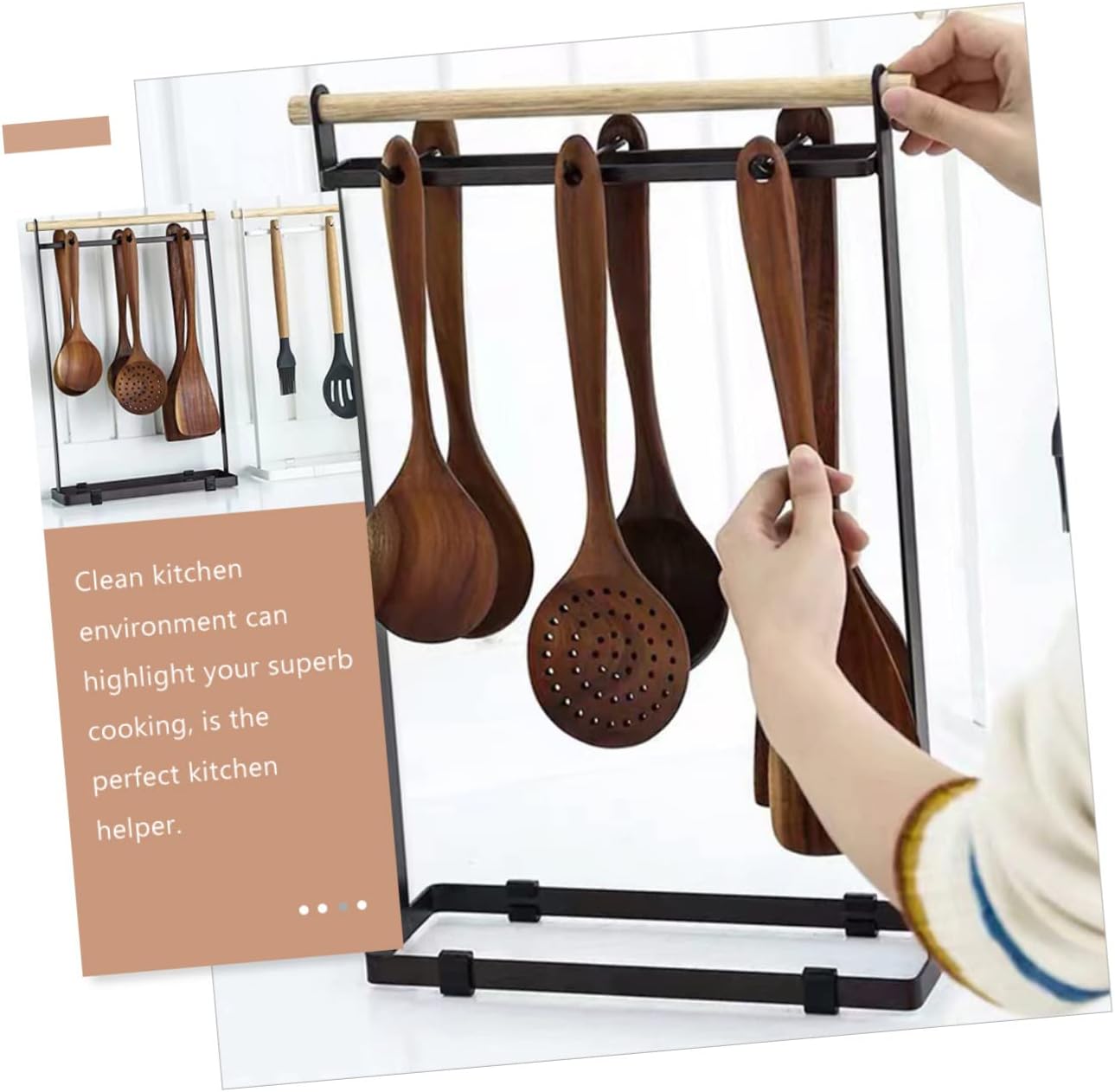 Unomor Multi-function Spoon and Utensil Storage Rack Easy-clean Kitchen Organizer for Pots Pans and Accessories Contemporary Design for Home Use