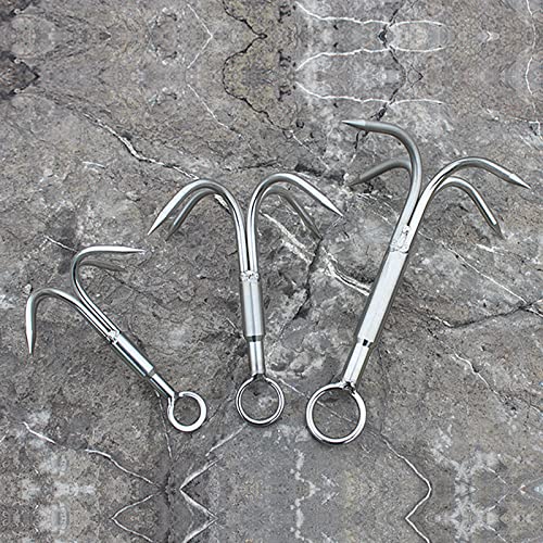 Cyfie Grappling Hook Grapnel Hook, 3-Claw Stainless Steel Tree Climbing Hook, Brunch Limb Retrieving Removal Hook Edc Tool #TOP5