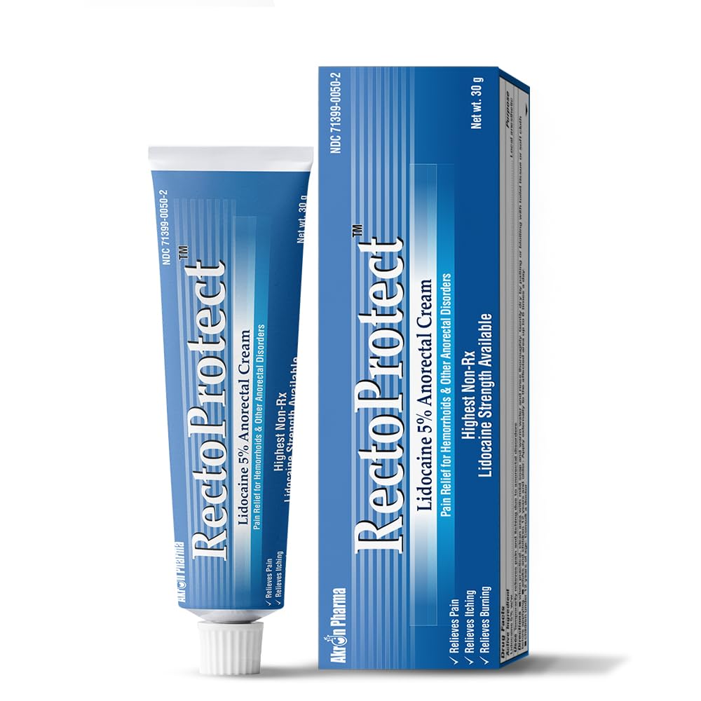Topical Numbing Cream with Lidocaine 5% for Treatment of Hemorrhoids & Anorectal Disorders - 30g Tube - RectoProtect