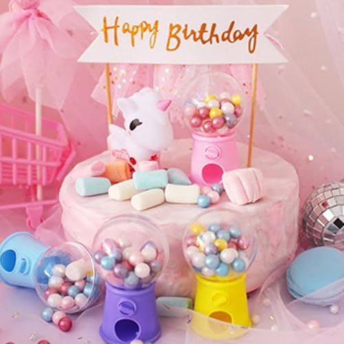 Miniatura 8 de Housoutil Mini Gumball Machine Bank 12pcs Máquina de Gumball Giratorio Dispensador de Caramelos Banco de Monedas Juguete para Cumpleaños Novedades