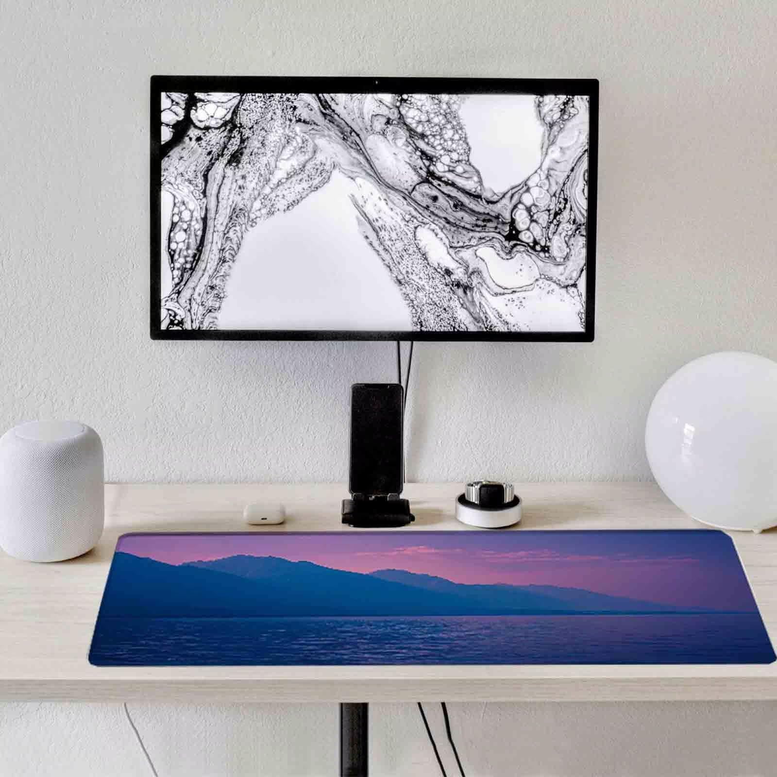 Podkładka pod mysz do gier fioletowa podkładka pod mysz krajobrazową podkładka pod mysz XXL 1200 x 600 mm mata biurkowa z przeszytymi krawędziami antypoślizgowa, do PC, nauki, gier, akcesoriów