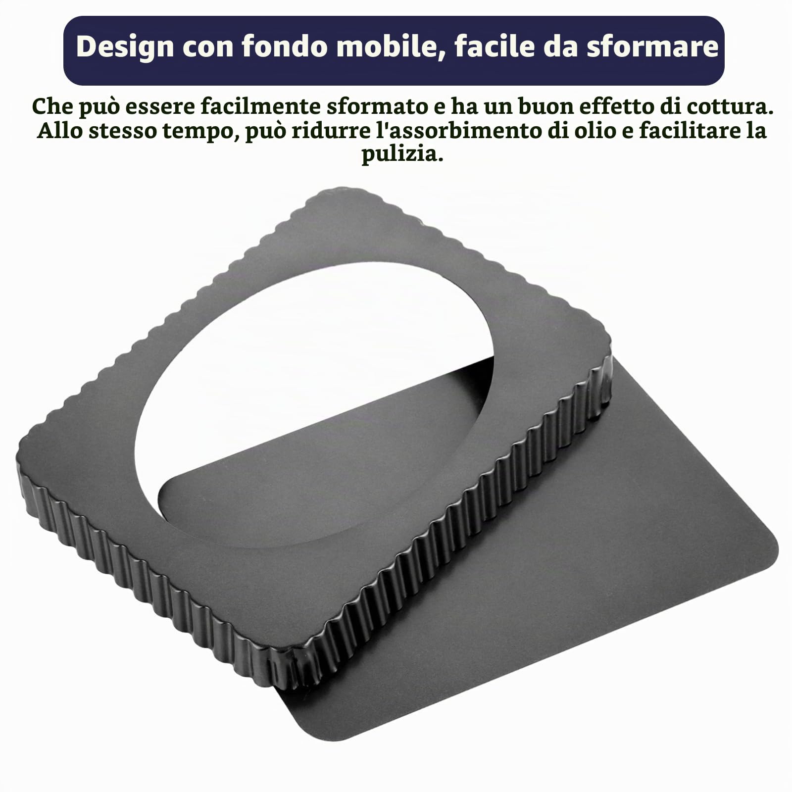 STARVAST 3 stampi per torte con fondo sollevatore, rettangolari, antiaderente, per quiche, per torta, nero, 31 x 21 cm, 35 x 11 cm